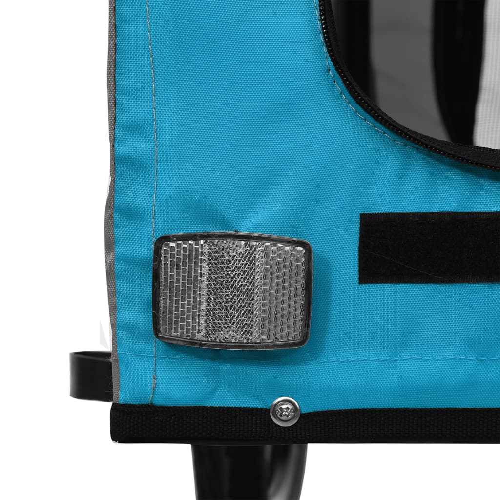 Pet Bike Trailer | Blue and Grey | Oxford fabric, Iron, PVC | Large