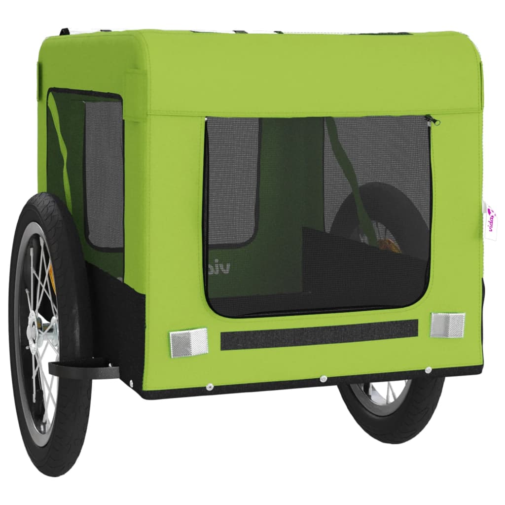 Pet Bike Trailer Green and Black Oxford Fabric and Iron
