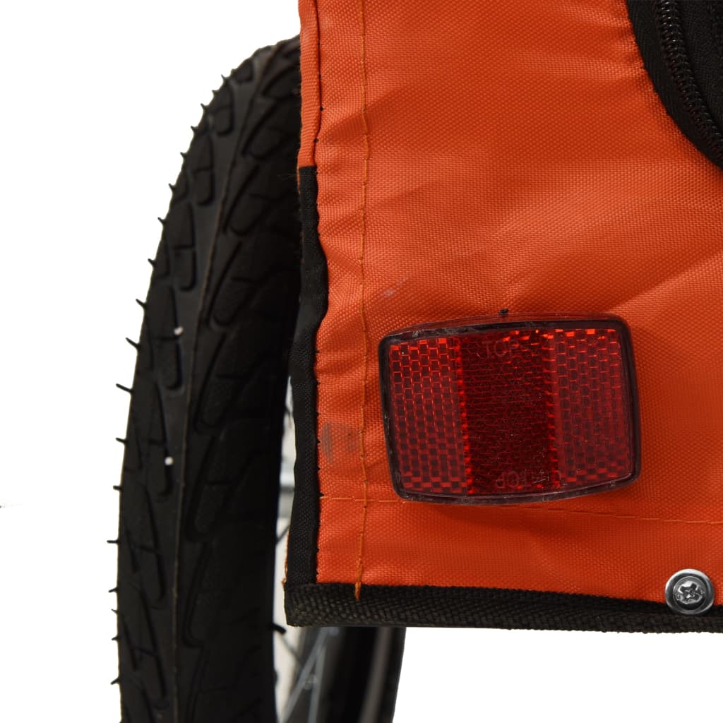 Pet Bike Trailer | Orange and Black | Made from Oxford Fabric, Iron, PVC