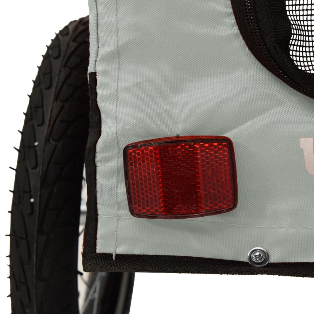 vidaXL Pet Bike Trailer Grey and Black Oxford fabric, iron, PVC Small