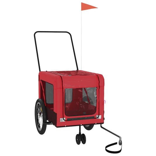 Pet Bike Trailer Red and Black Oxford Fabric and Iron