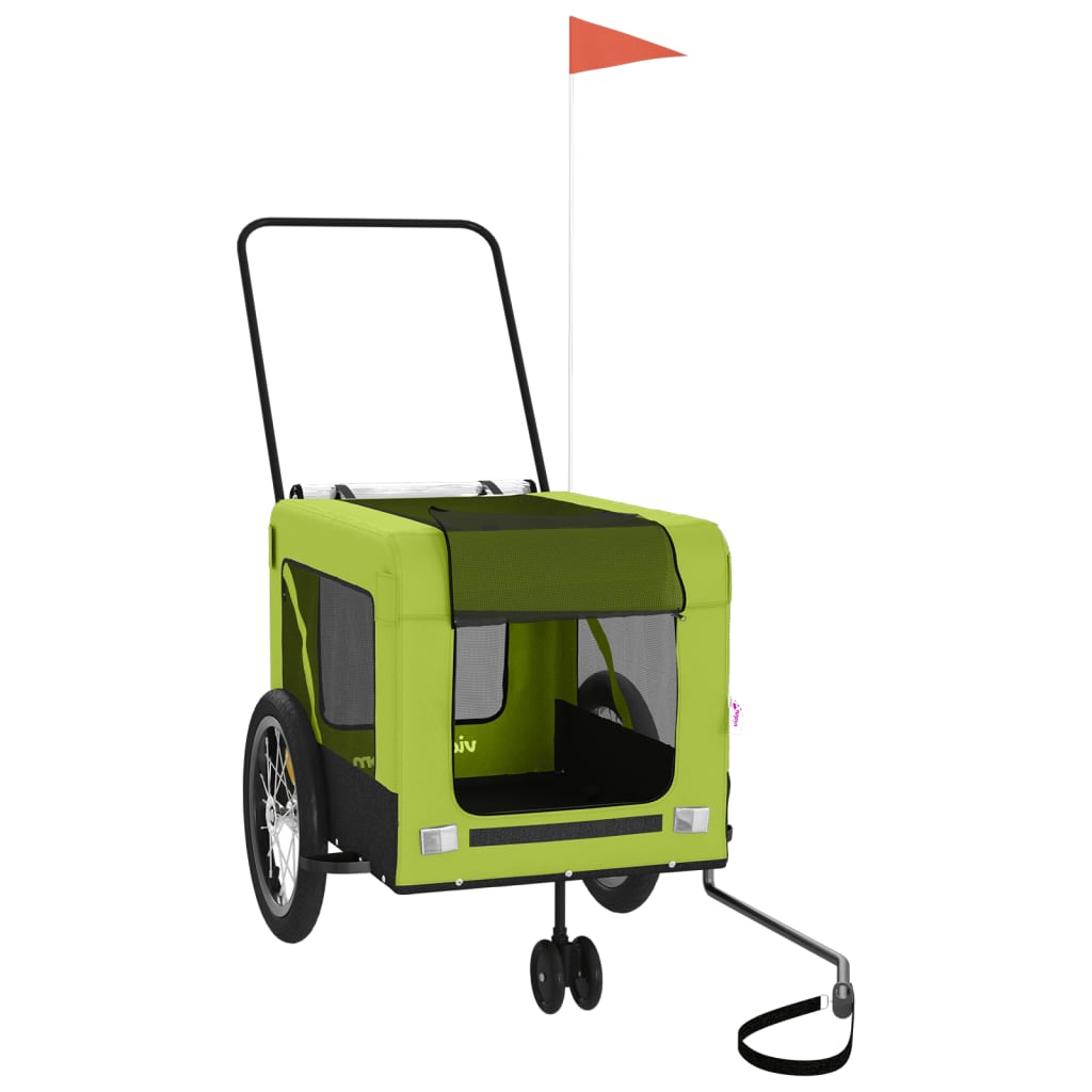 Pet Bike Trailer Green and Black Oxford Fabric and Iron
