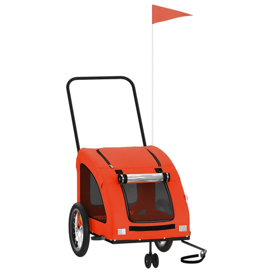 Pet Bike Trailer Orange Oxford Fabric and Iron