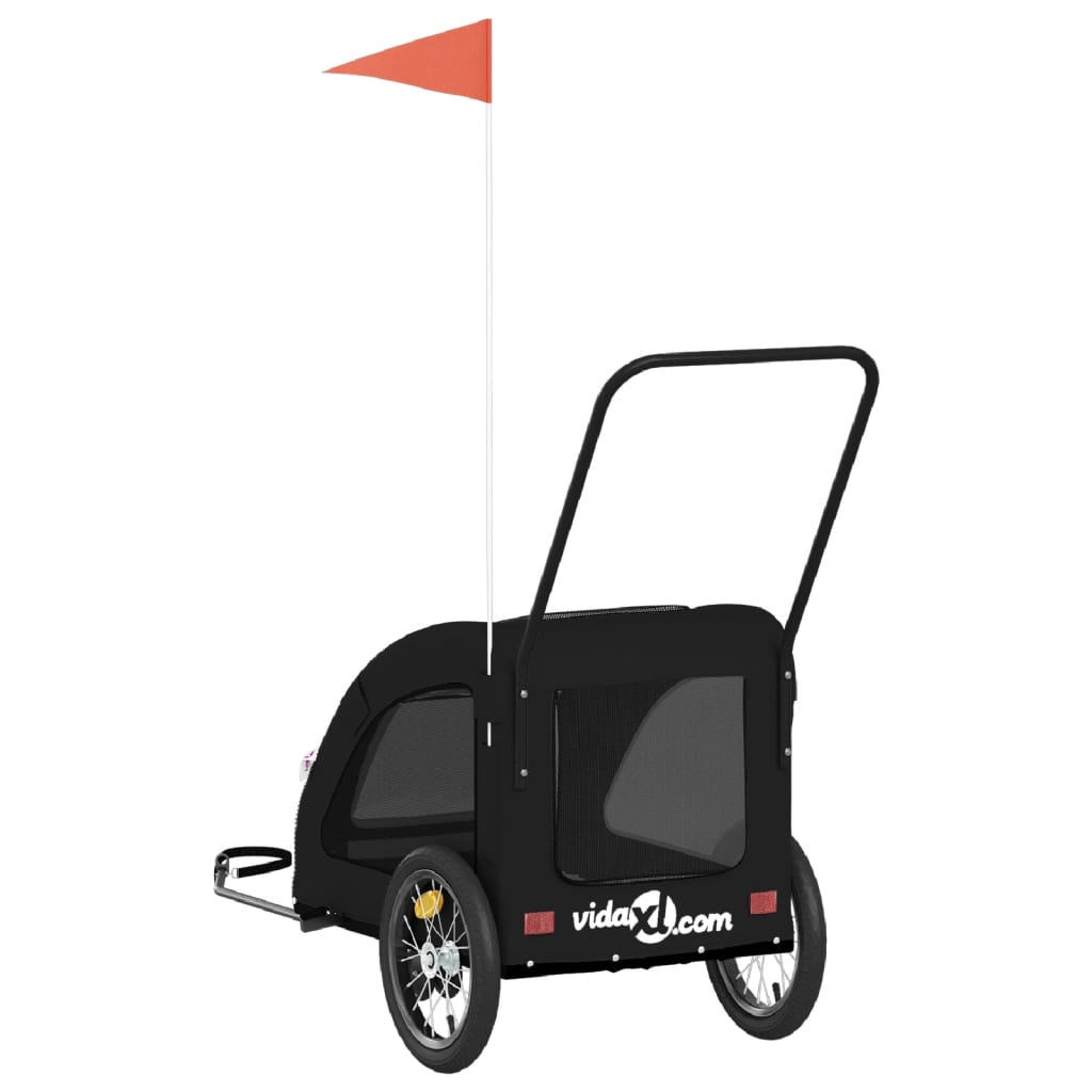 Pet Bike Trailer Black Oxford Fabric and Iron