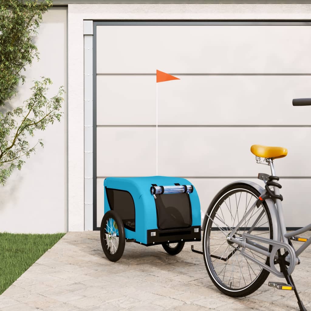 Pet Bike Trailer Blue and Black Oxford Fabric and Iron