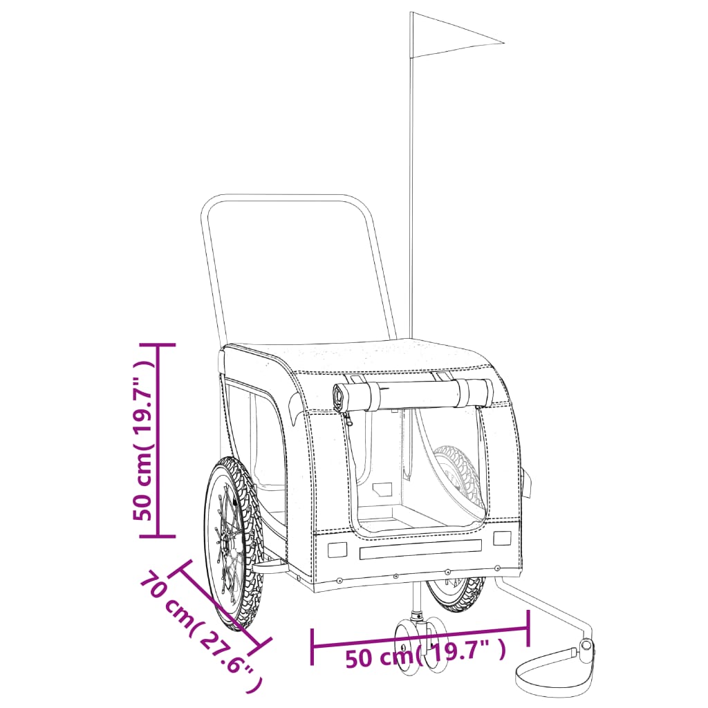 Pet Bike Trailer | Blue and Black | Oxford fabric, iron, PVC
