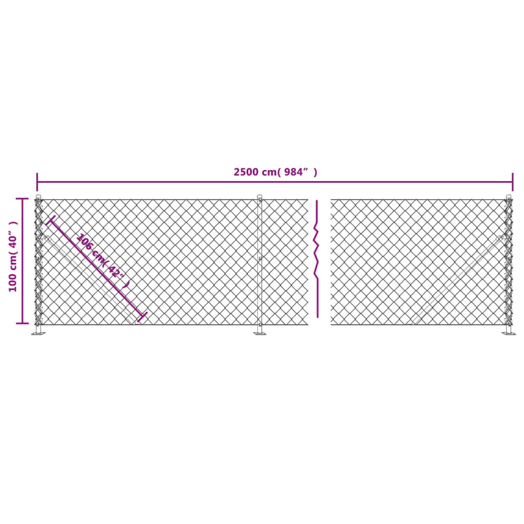 Chain Link Fence with Flange Green 1x25 m
