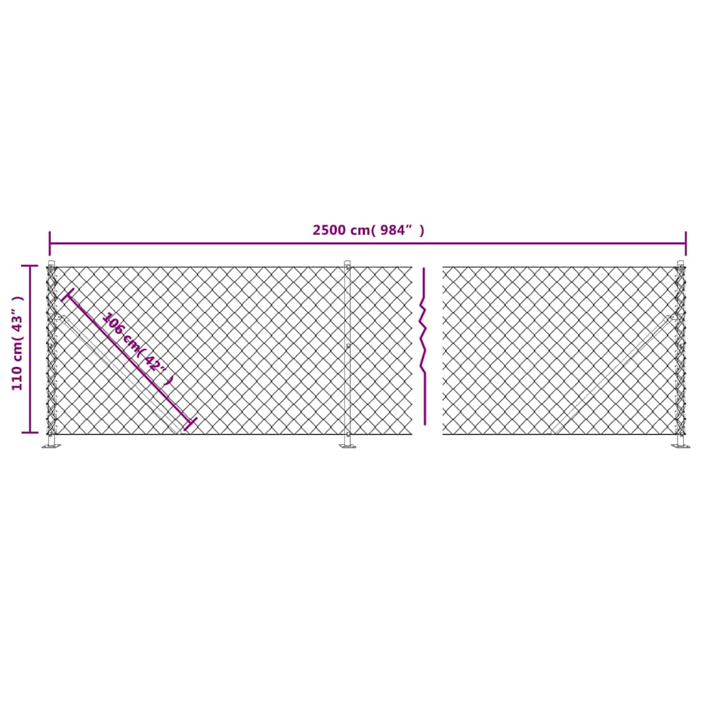 Chain Link Fence with Flange Green 1.1x25 m