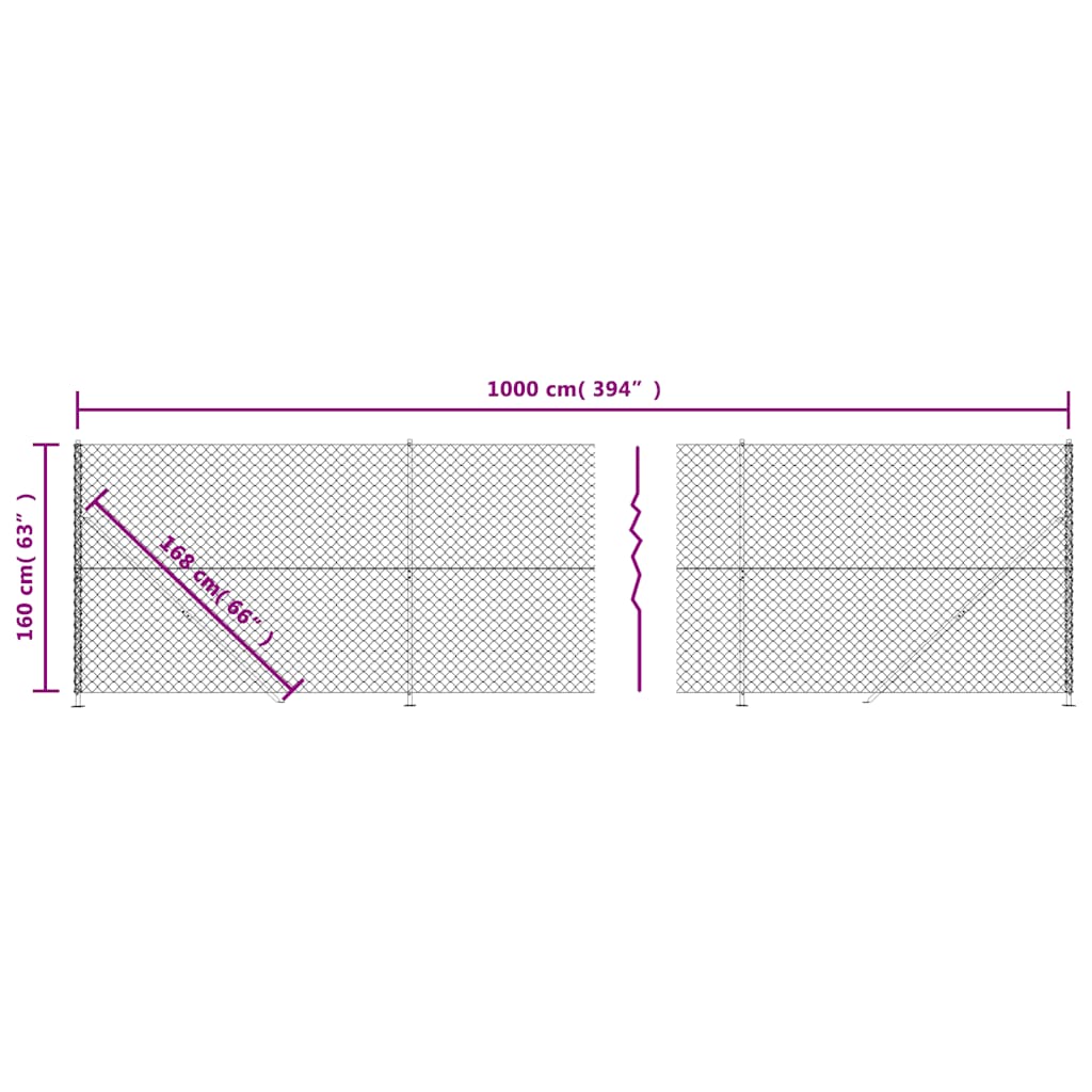 Chain Link Fence with Flange Anthracite 1.6x10 m