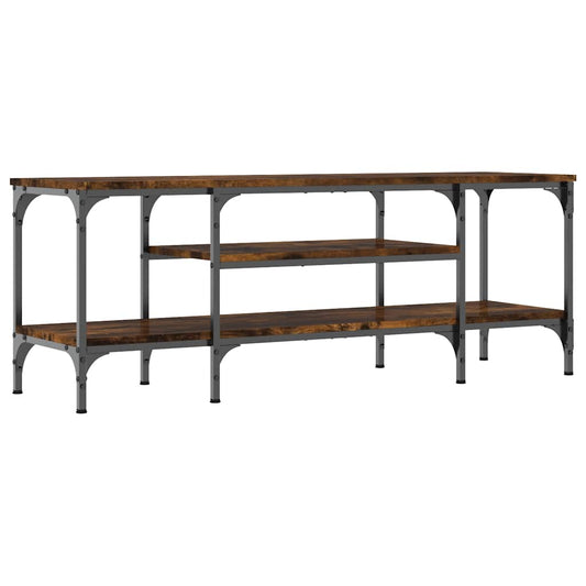 TV Cabinet Smoked Oak 121x35x45 cm Engineered Wood&Iron