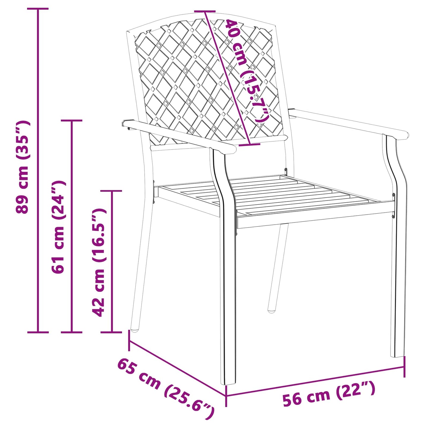 Garden Chair 2 pcs Anthracite Steel