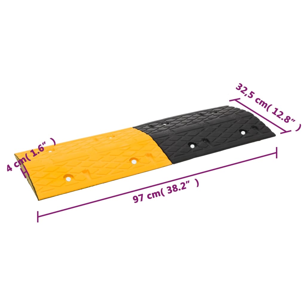 Speed Hump 2 pcs Yellow&Black 97x32.5x4 cm Rubber