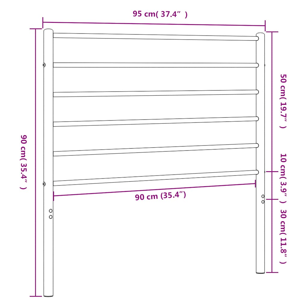 Metal Replace Headboard Black 90 cm