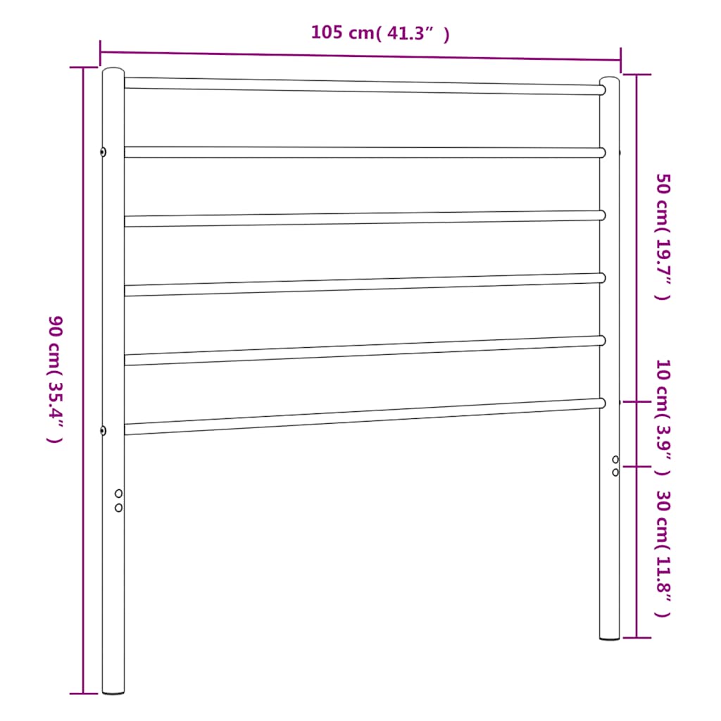 Headboard | Black | Powder-Coated Steel | Single | Durable | Headboard