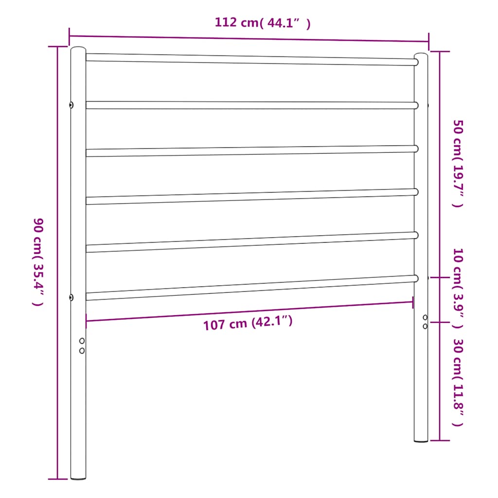 Headboard | Black | Steel | 107 cm mattress width | Classic/Traditional