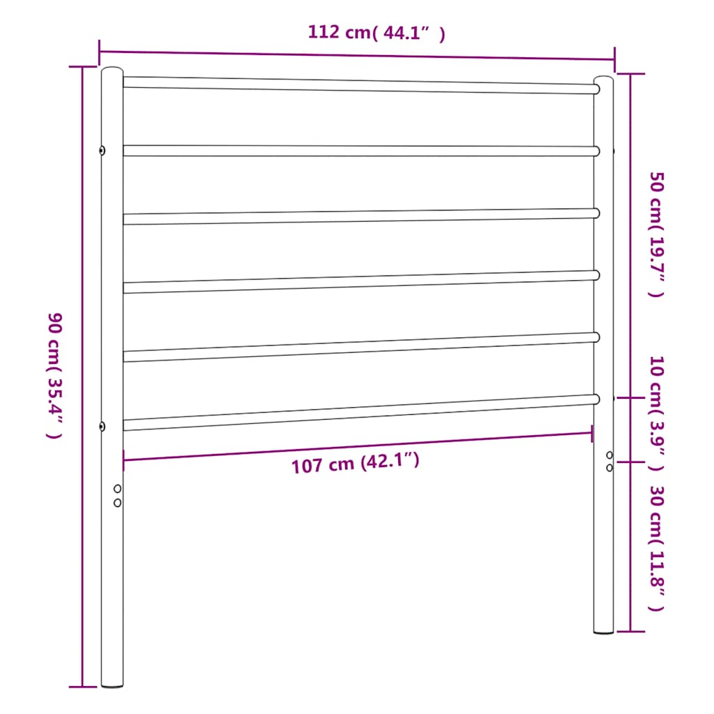 Metal Replace Headboard Black 107 cm