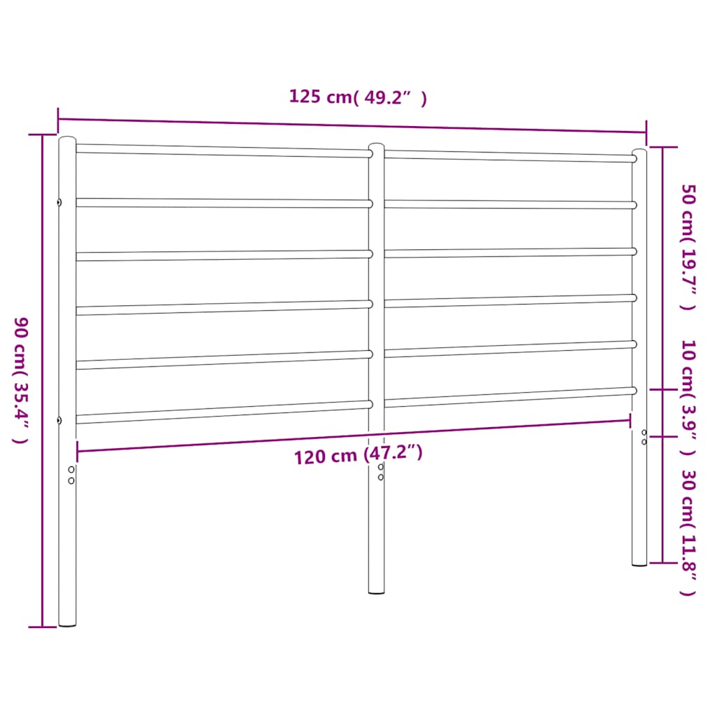 Metal Replace Headboard Black 120 cm