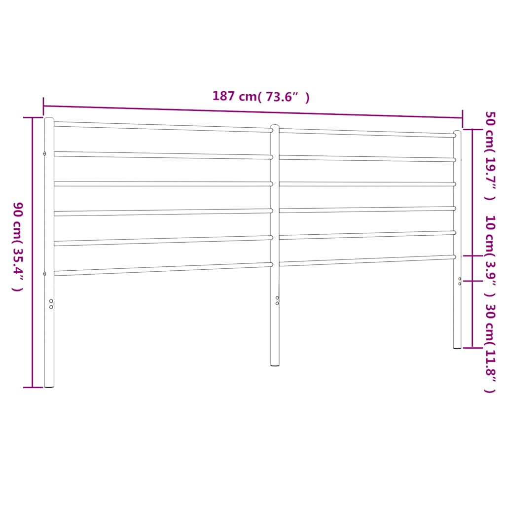 Metal Replace Headboard Black 180 cm