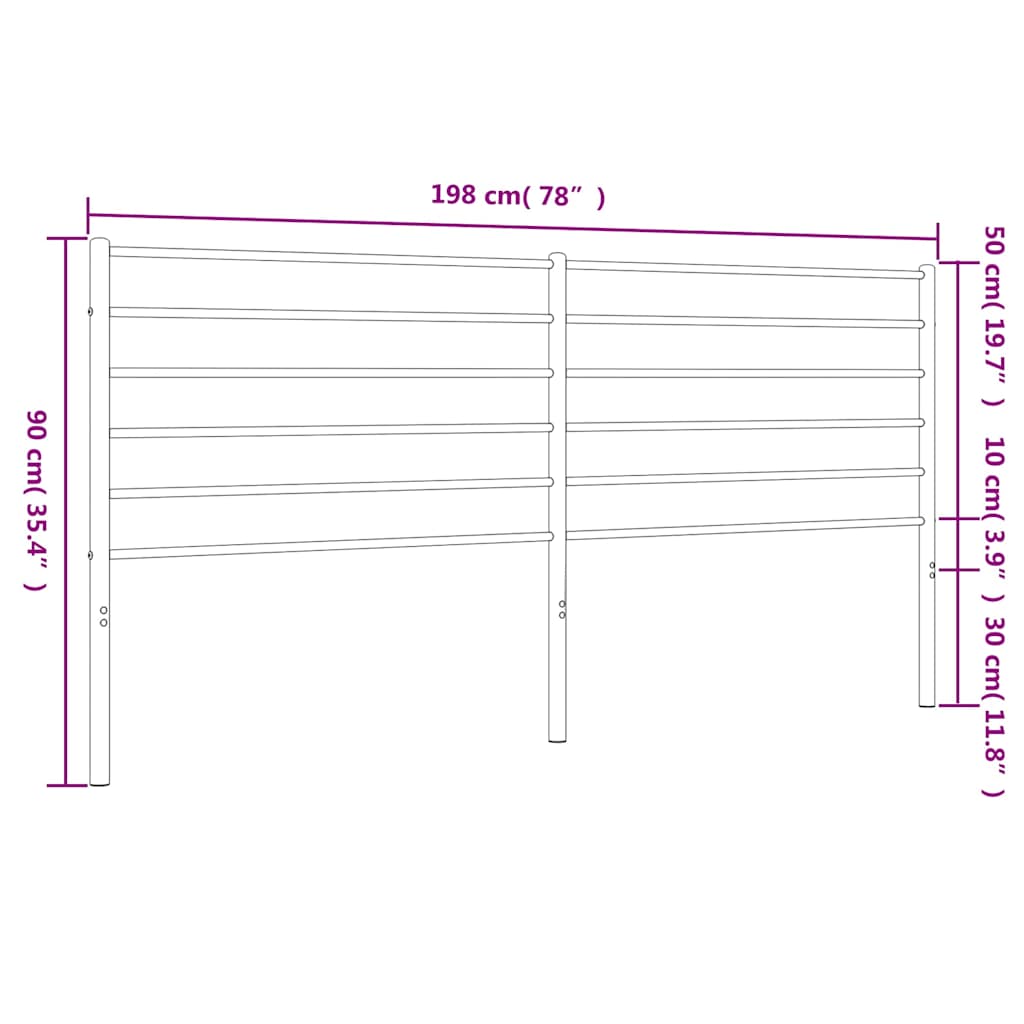 Metal Replace Headboard Black 193 cm