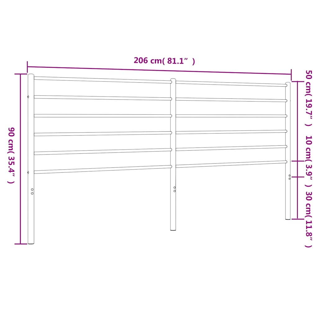 Metal Replace Headboard Black 200 cm