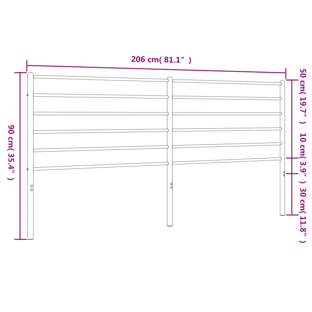 Headboard | Black | Powder-Coated Steel | 200 cm | Sturdy | Headboard