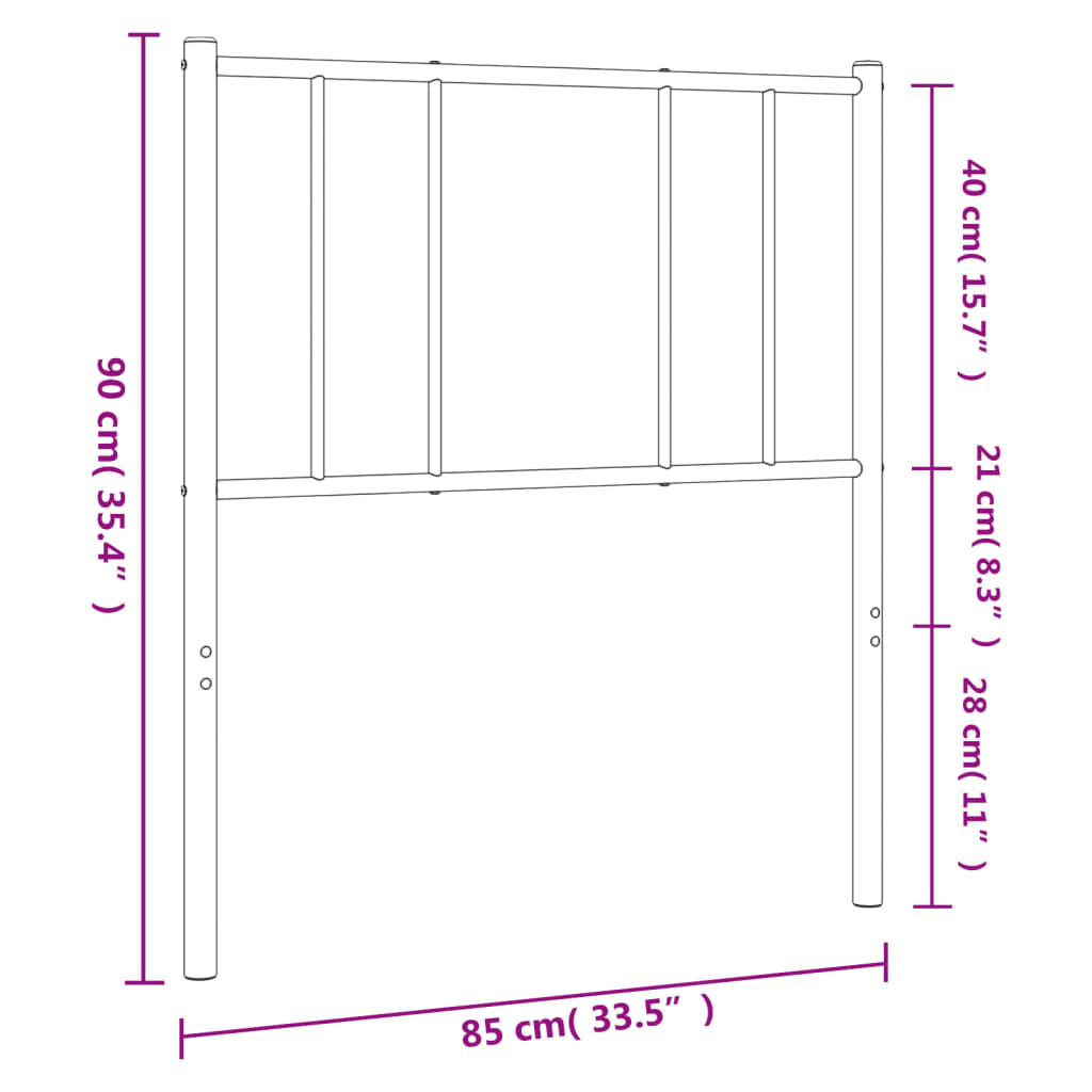 Metal Replace Headboard Black 80 cm