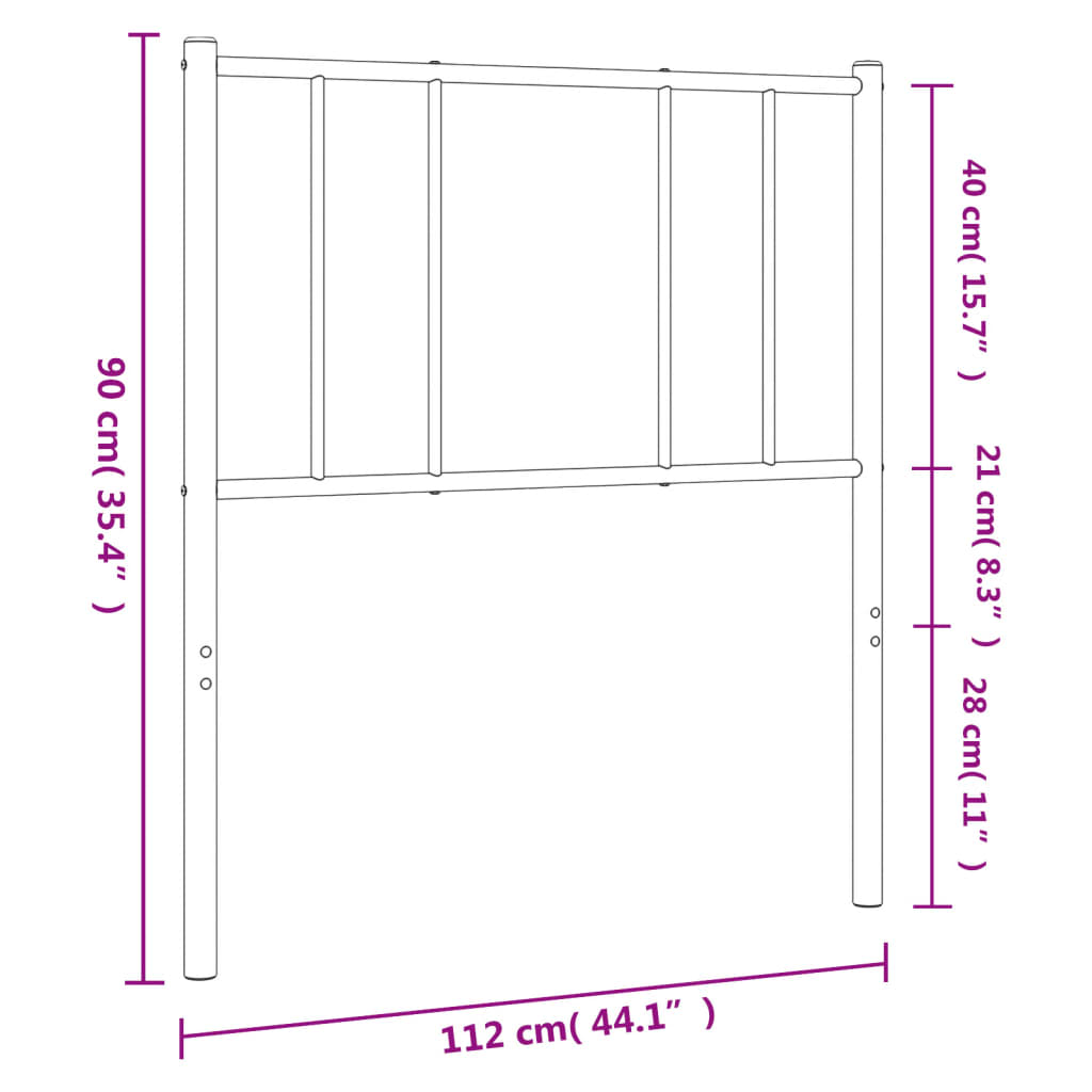 Metal Replace Headboard Black 107 cm