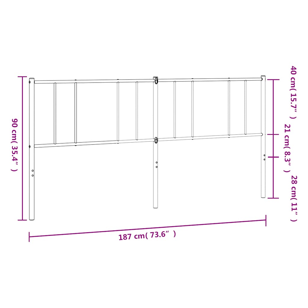 Headboard | White | Powder-Coated Steel | 180 cm wide for double bed