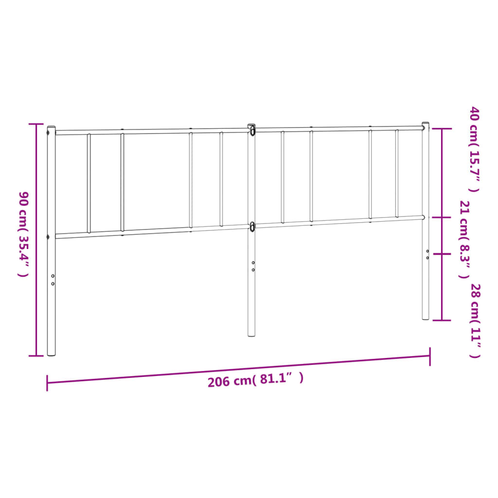 Headboard | White | Powder-Coated Steel | 200 cm | Sturdy | Headboard