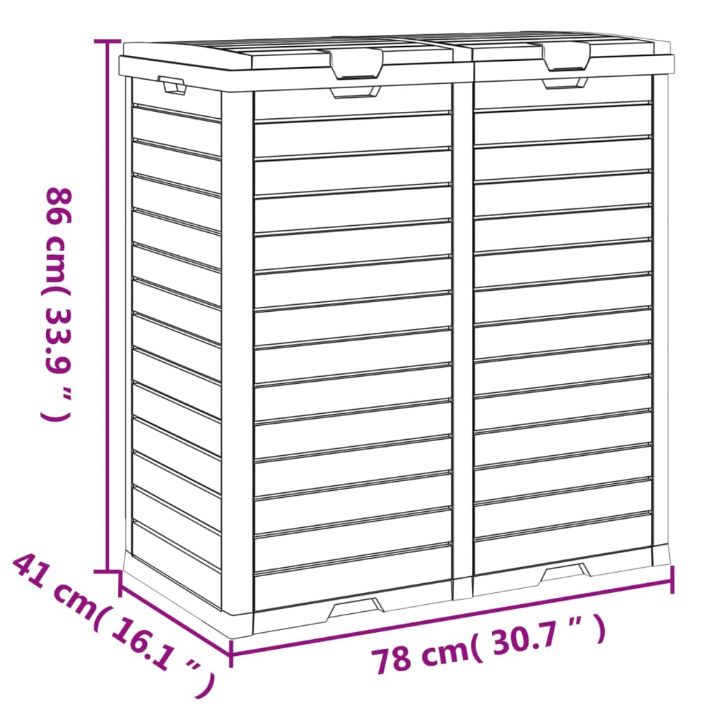 vidaXL Outdoor Garbage Bin Light Brown 30.7"x16.1"x33.9" Polypropylene