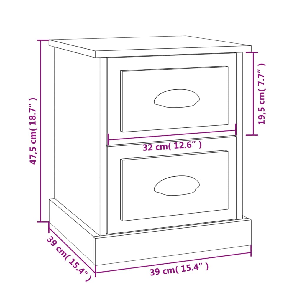 Bedside Cabinet Smoked Oak 39x39x47.5 cm Engineered Wood