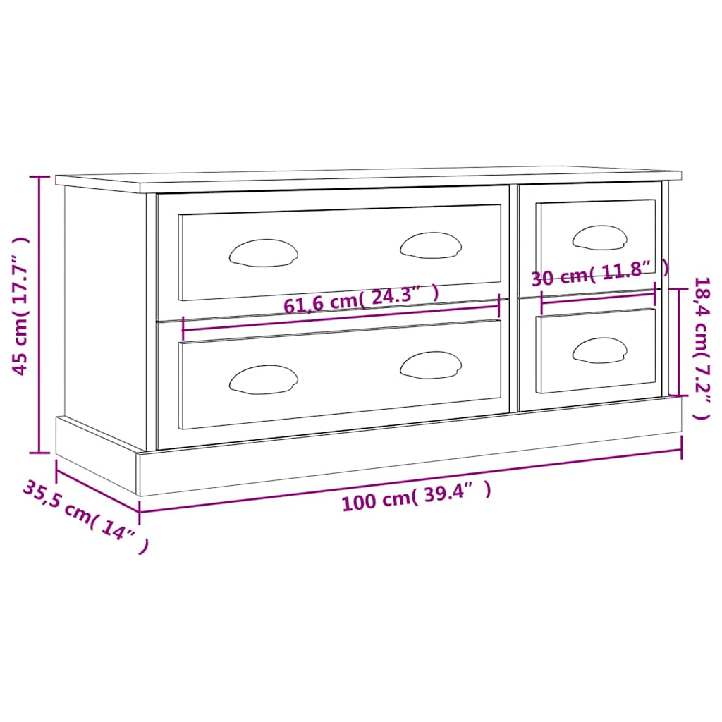 TV Cabinet Concrete Grey 100x35.5x45 cm Engineered Wood