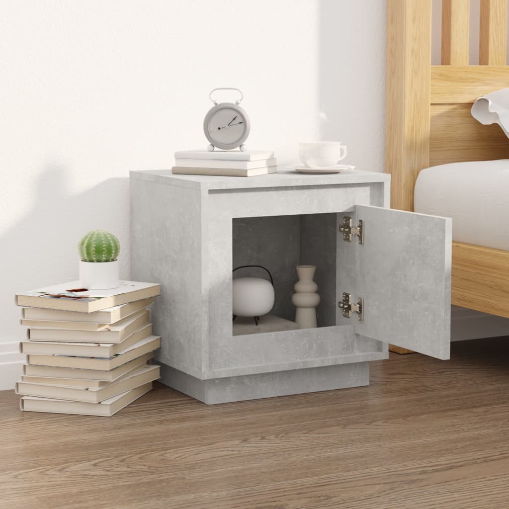 Bedside Cabinet Concrete Grey 44x35x45 cm Engineered Wood