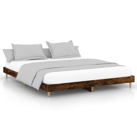 Bed Frame without Mattress Smoked Oak 140x200cm Engineered Wood