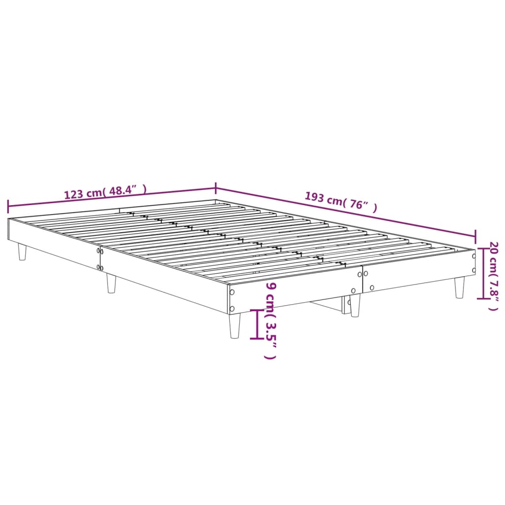 Bed Frame without Mattress Smoked Oak 120x190 cm Small Double Engineered Wood