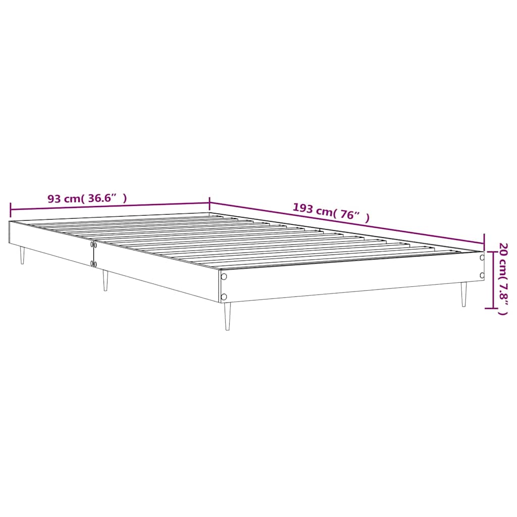 Bed Frame without Mattress Grey Sonoma 90x190 cm Single Engineered Wood