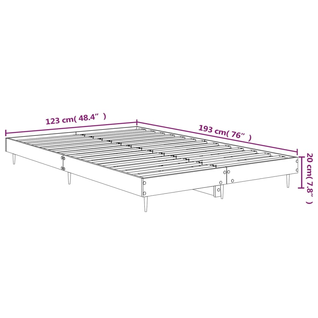 Bed Frame without Mattress Grey Sonoma 120x190 cm Small Double Engineered Wood