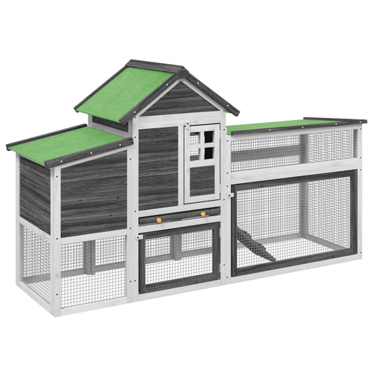 Chicken Coop Grey 186,5x58,5x113 cm Solid Wood Pine