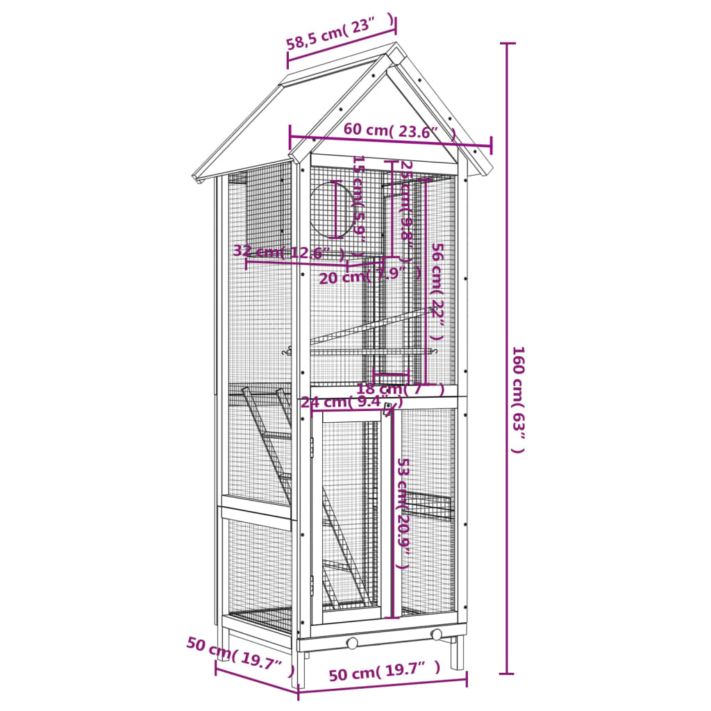 Bird House Mocha 60x58.5x160 cm Solid Wood Pine