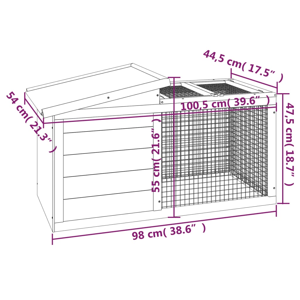 Rabbit Hutch Brown, Green Solid Pine Wood, Plywood Rabbit Hutch