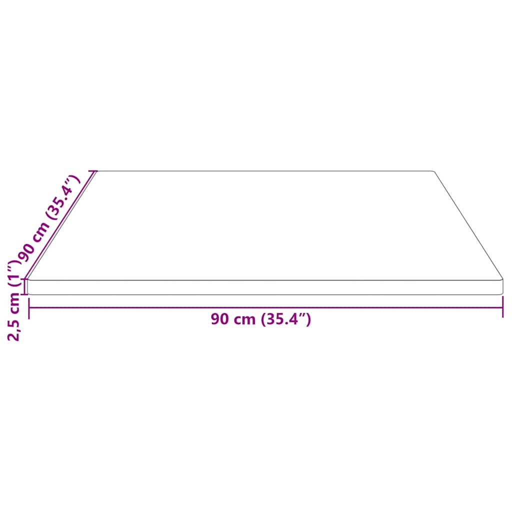 Table Top 90x90x2.5 cm Solid Wood Pine Square