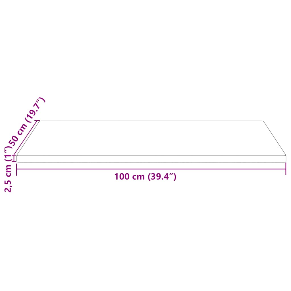 Table Top White 100x50x2.5 cm Solid Wood Pine Rectangular