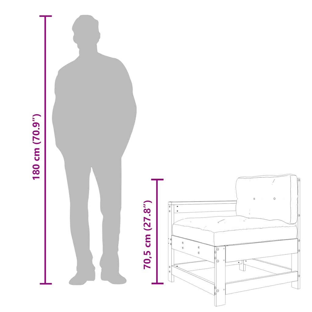 3 Piece Garden Lounge Set with Cushions Solid Wood Douglas