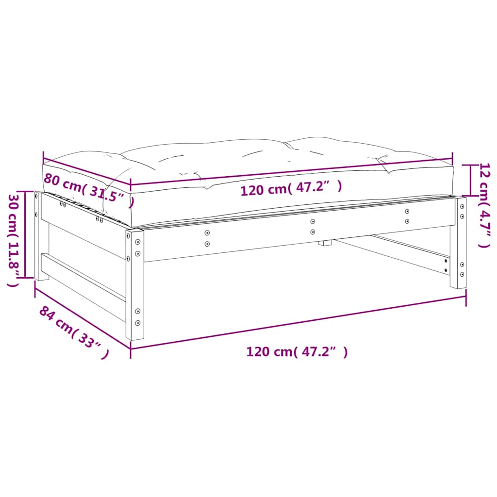 Garden Footstool 120x80 cm Solid Wood Douglas