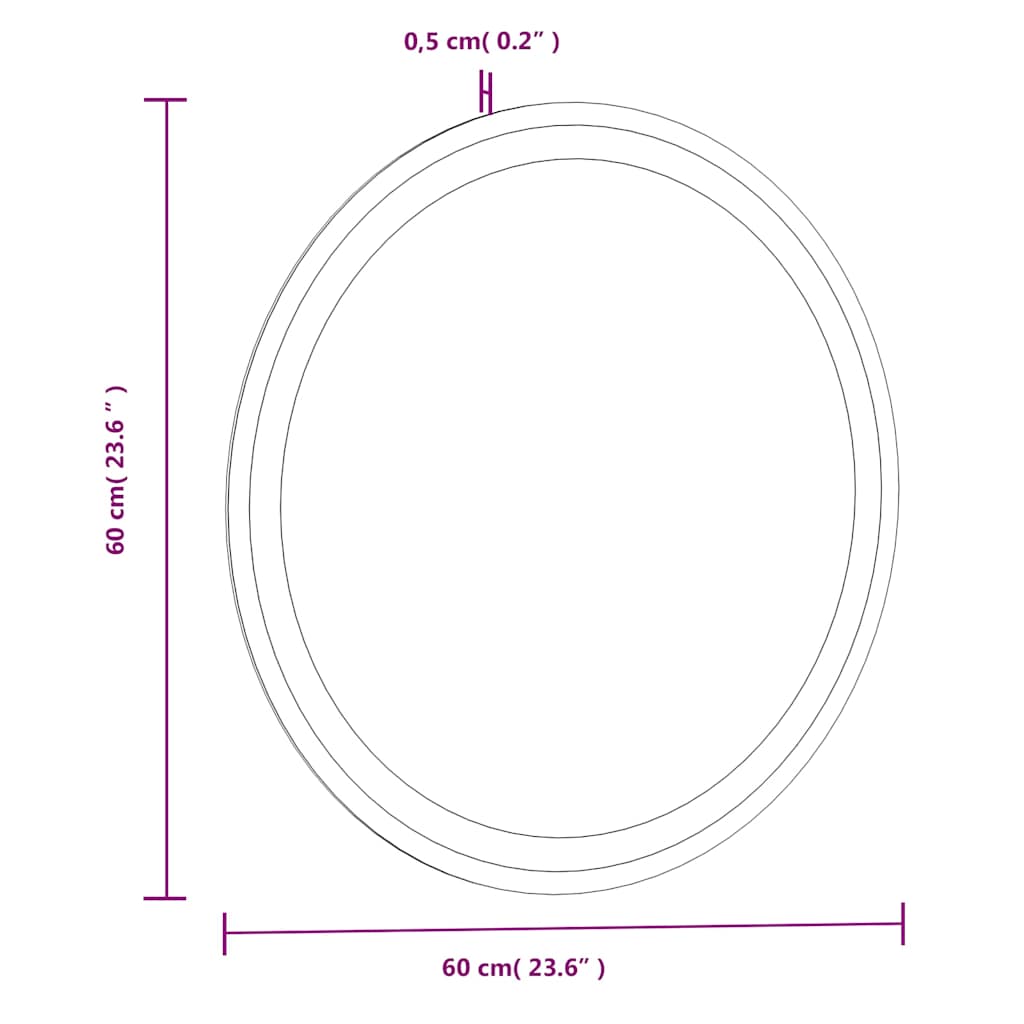 vidaXL LED Bathroom Mirror 60 cm Round