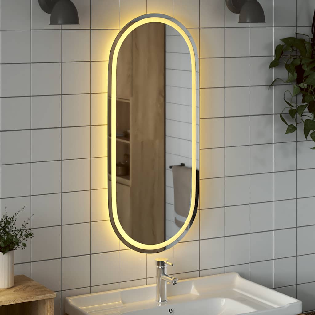 LED Bathroom Mirror Transparent Glass 39.4 x 17.7 in