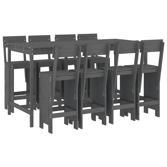 Garden Bar Set | Grey | Solid pine wood | Large | Footrest