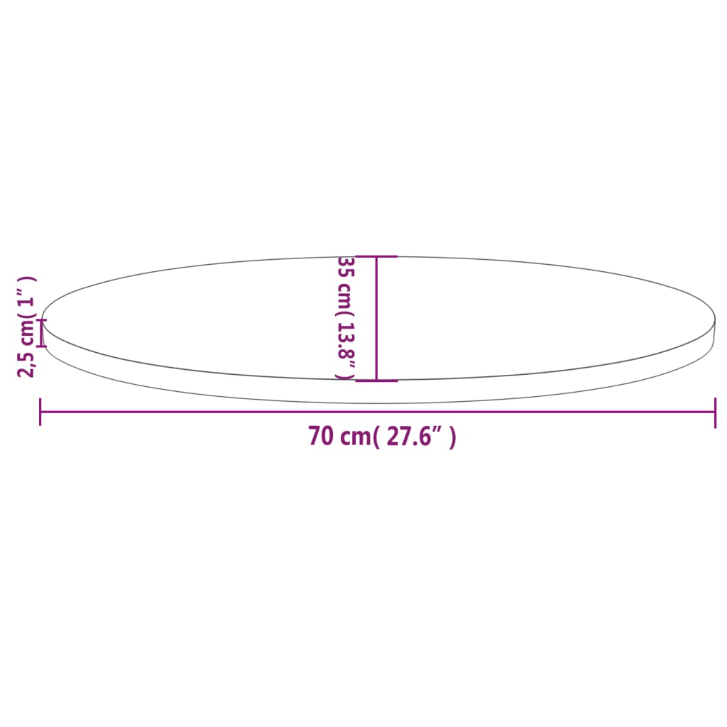 Table Top White 70x35x2.5 cm Solid Wood Pine Oval