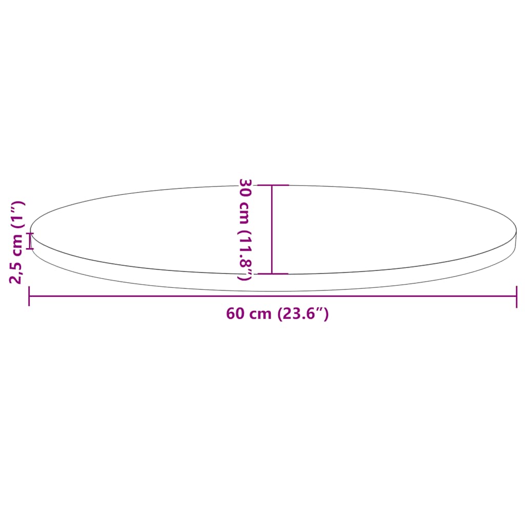 Table Top White 60x30x2.5 cm Solid Wood Pine Oval