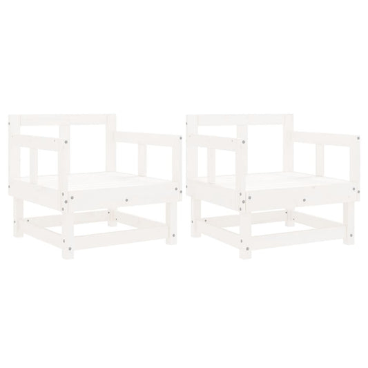 Garden Chairs 2 pcs White Solid Wood Pine